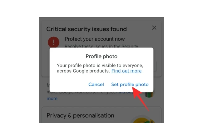 تنظیم کردن عکس پروفایل با اکانت گوگل