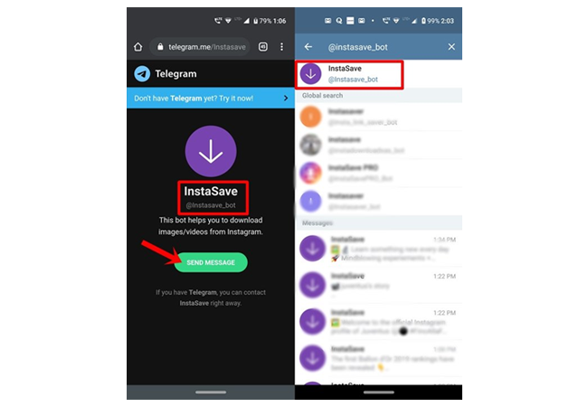 دانلود پست‌ها و استوری‌های اینستاگرام از طریق برنامه تلگرام